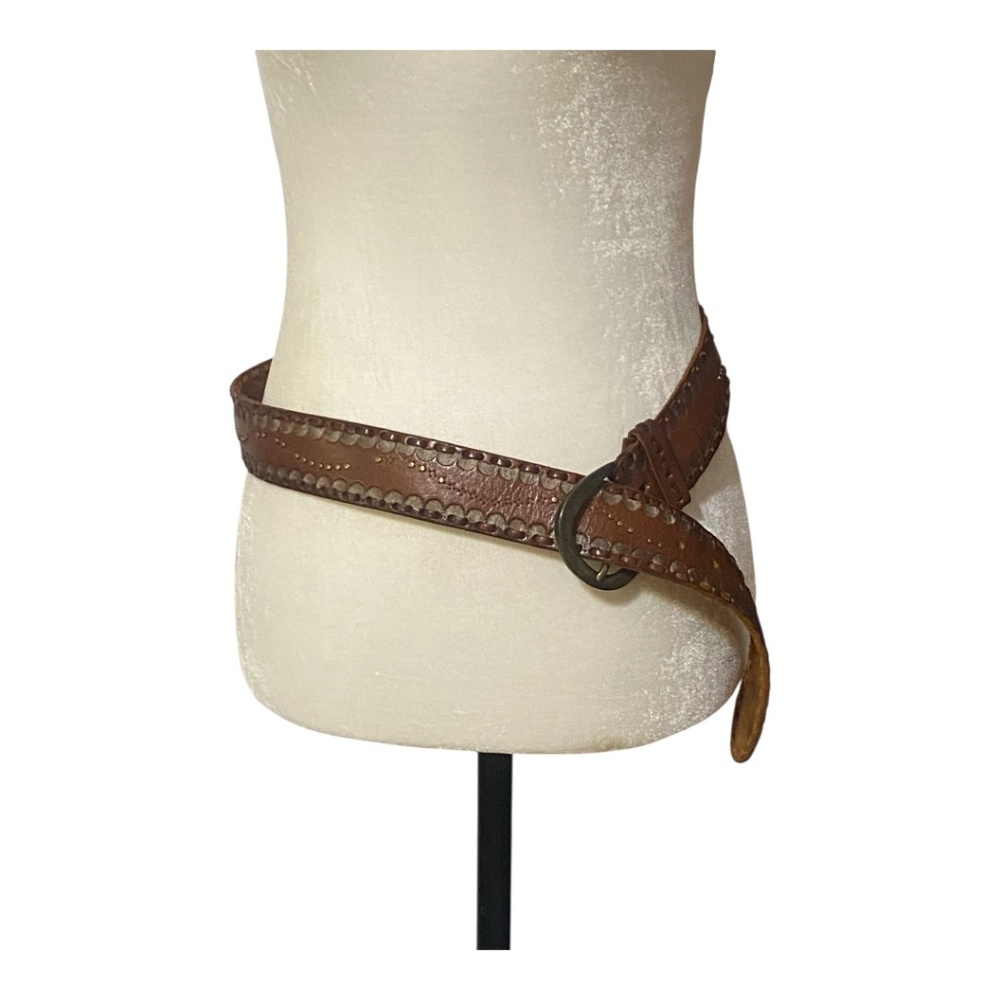 Leather embossed & riveted belt. Unisex.